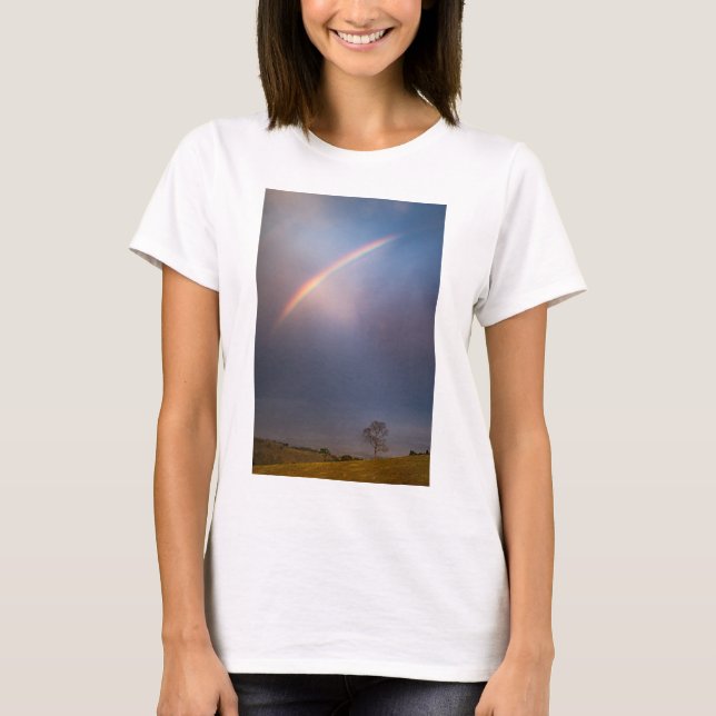 Rainbow And Tree Landscape T-Shirt (Front)