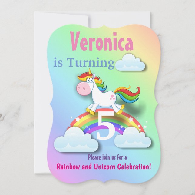 Rainbow and Unicorn Party Invite (Front)