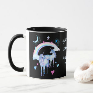 Rainbow and unicorns custom mug