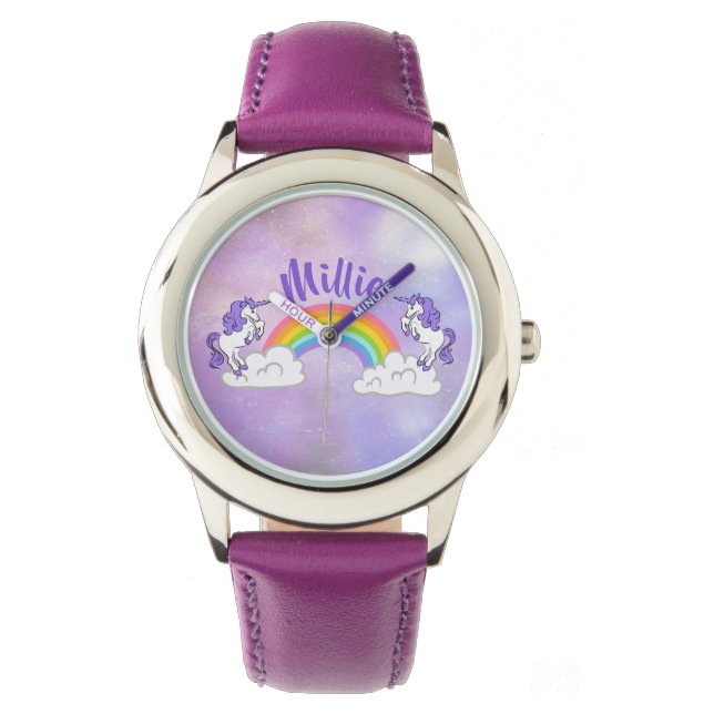 Rainbow and Unicorns Design Kids Watch  (Front)