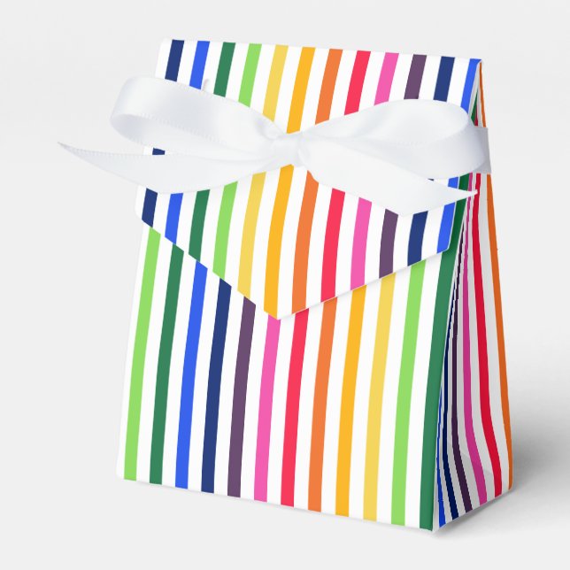 Rainbow and white stripes favour box (Front Side)