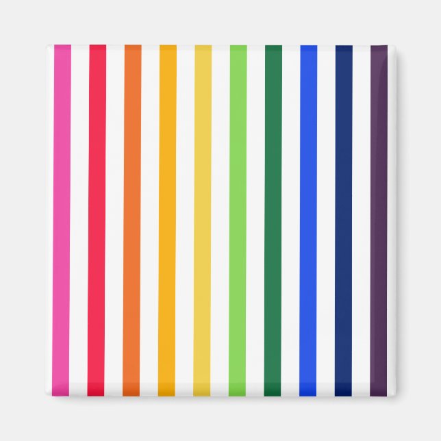 Rainbow and white stripes magnet (Front)