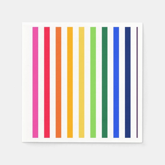 Rainbow and white stripes napkin (Front)