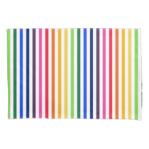 Rainbow and white stripes pillowcase