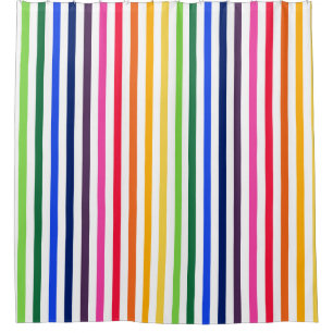 Rainbow and white stripes shower curtain