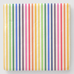 Rainbow and white stripes stone coaster