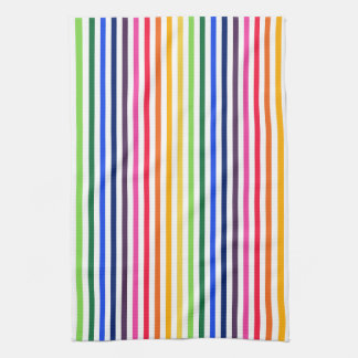 Rainbow and white stripes tea towel