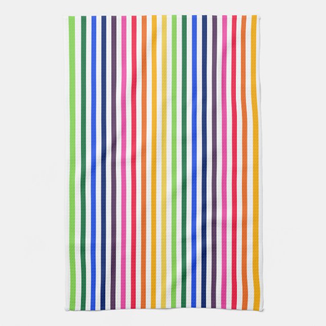 Rainbow and white stripes tea towel (Vertical)