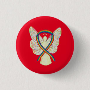Rainbow Angel Awareness Ribbon Custom Art Pins