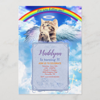 Rainbow Angel Cat Angelic Invitation
