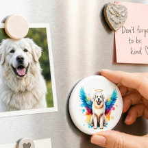 Rainbow Angel Great Pyrenees Dog Watercolor