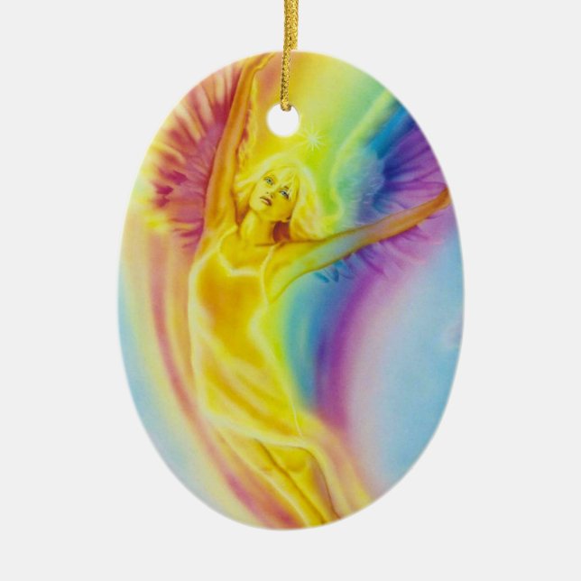 Rainbow Angel Ornament by Lisa Iris (Front)