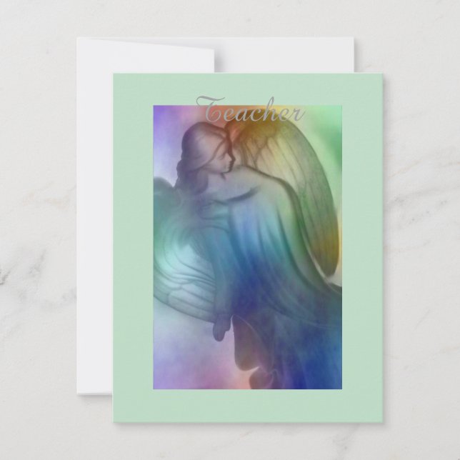 Rainbow Angel Teacher Thank You Card (Front)