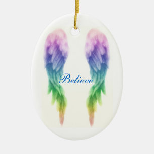 Rainbow Angel Wings Ceramic Tree Decoration