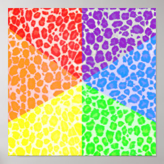 Rainbow Angles Leopard Pattern Poster