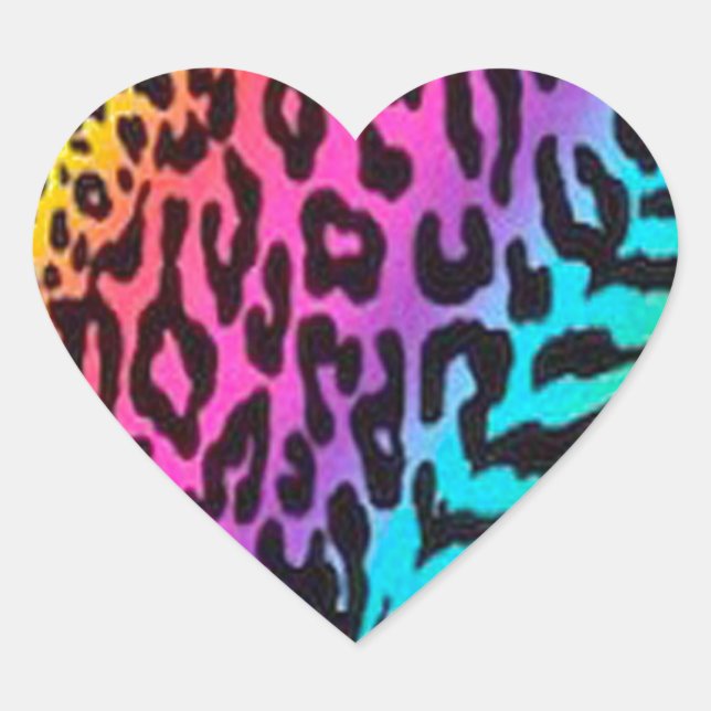 Rainbow Animal Print Heart Sticker (Front)