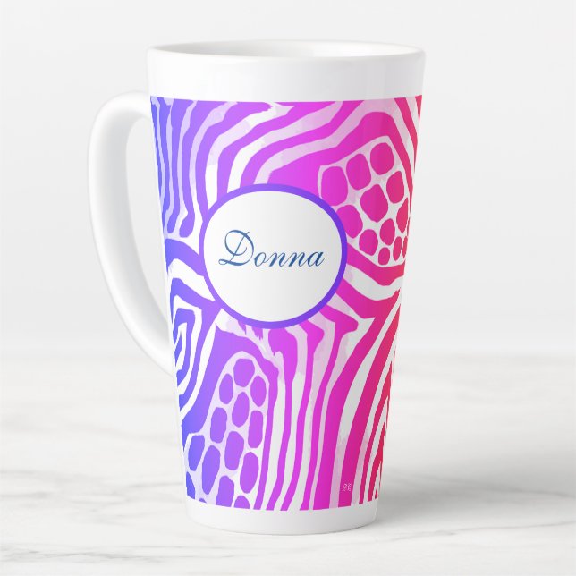 Rainbow Animal Print Latte Mug (Left Angle)