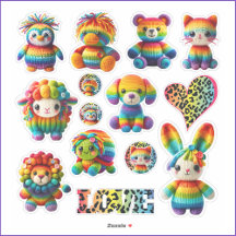 Rainbow Animals and Leopard Print Sticker Sheet