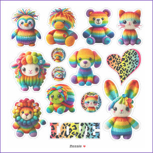 Rainbow Animals and Leopard Print Sticker Sheet