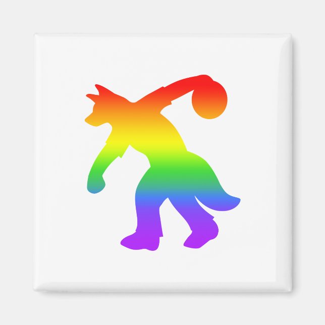 Rainbow Anthropomorphic Canine Bowling Magnet 0001 (Front)