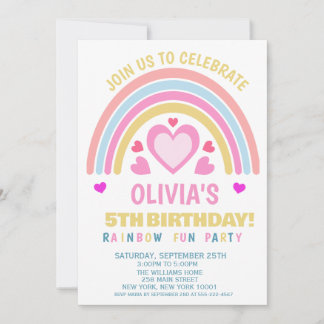 Rainbow Any Age Birthday Party Invitation