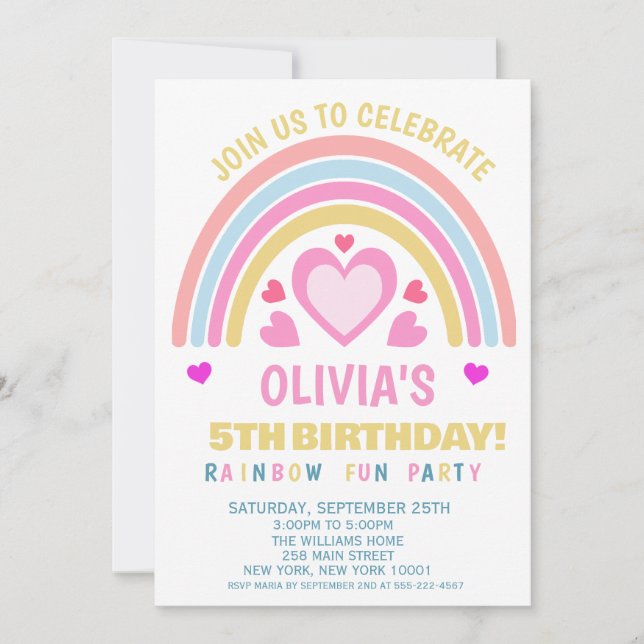 Rainbow Any Age Birthday Party  Invitation (Front)