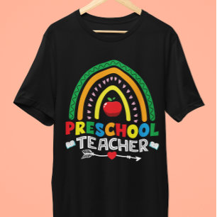 Rainbow & Apple Preschool Teacher Graphic Tri-Blend Shirt