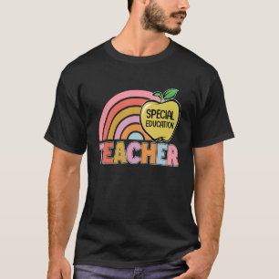 Rainbow Apple Special Education  Teacher Back To S T-Shirt
