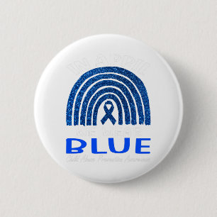 Rainbow April We Wear Blue Child Abuse Prevention 6 Cm Round Badge