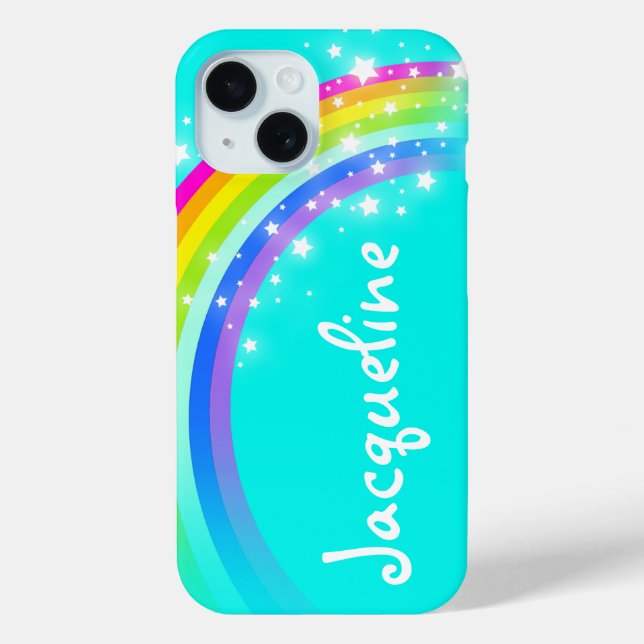 Rainbow aqua stars bright sky case (Back)