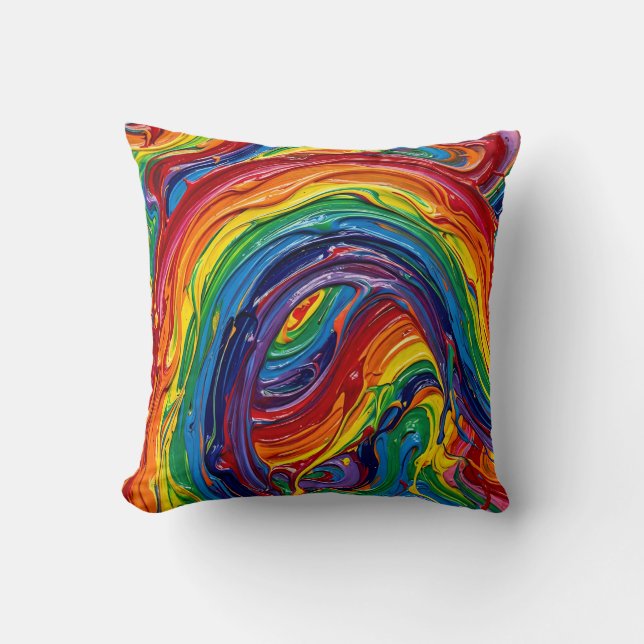 Rainbow Arc Bridge Throw Pillow – Multicolor Art (Front)