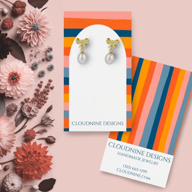 Rainbow Arch Earring Necklace Jewellery Display Ca (Colorful stripes earring display card with arch shapes. Customize with your details)