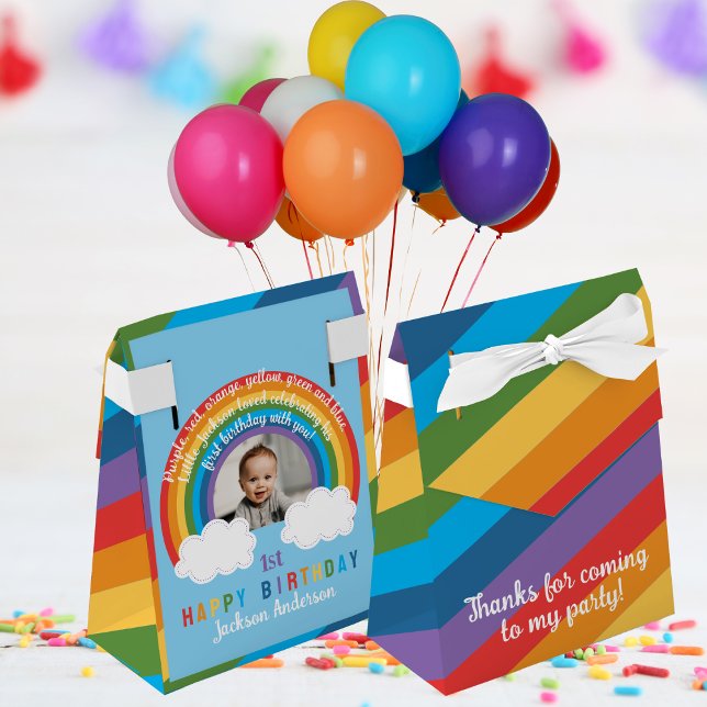Rainbow Arch Over The Clouds Baby's First Birthday Favour Box (Creator Uploaded)