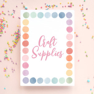 Rainbow Art Birthday Party Craft Supplies Sign