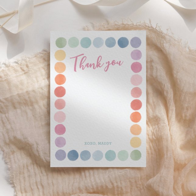 Rainbow Art Birthday Party Thank You Card (Creator Uploaded)