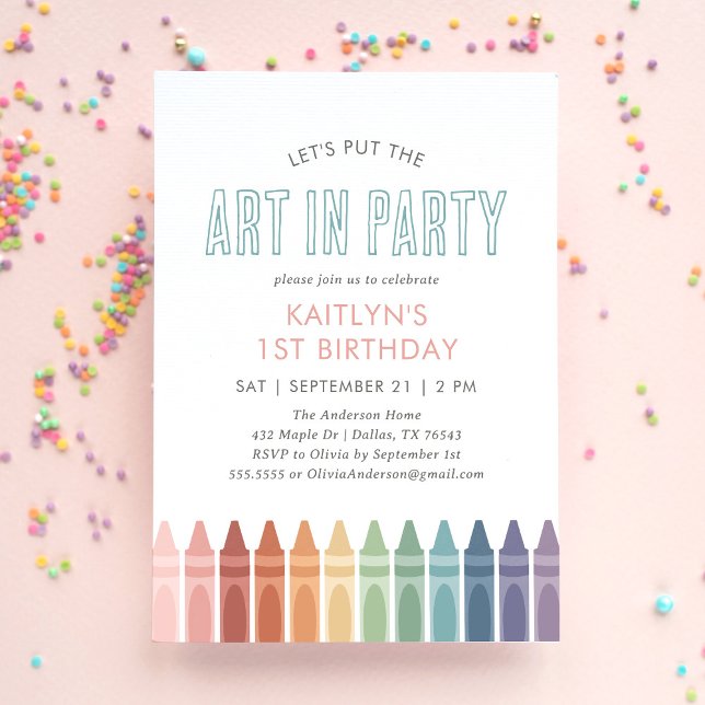 Rainbow Art Craft Birthday Invitation (Creator Uploaded)