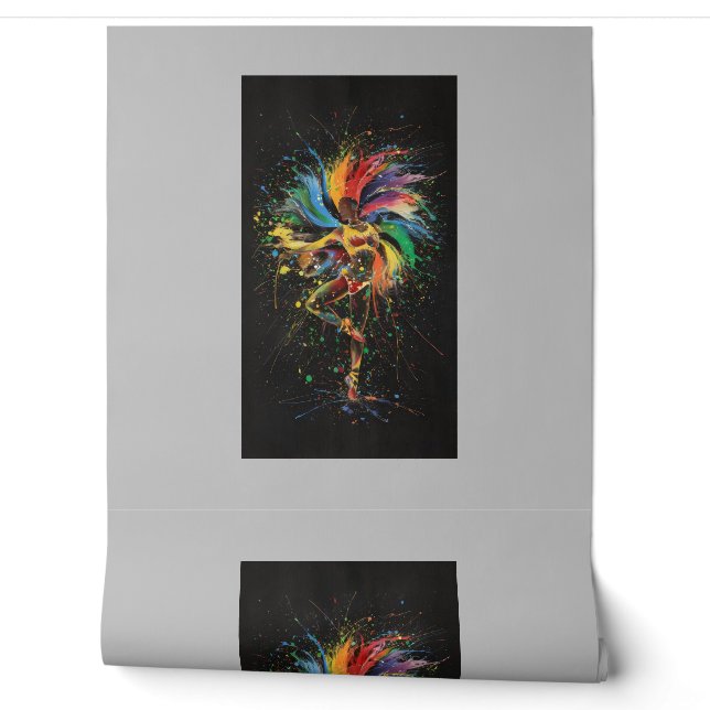 Rainbow Art Dance Ballerina Backdrop Wall Decor (Unrolling)