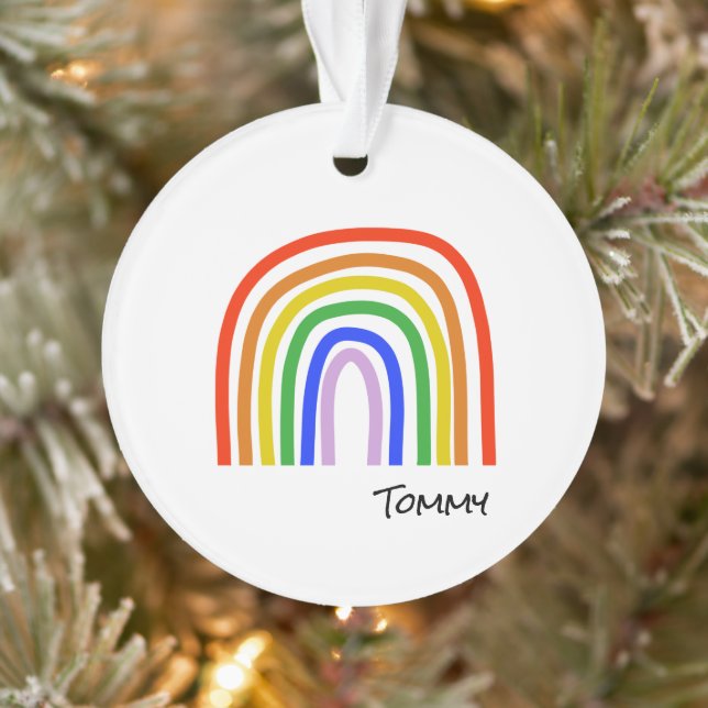 Rainbow Art Kids NAME Colourful Modern Fun Ornament (Tree)