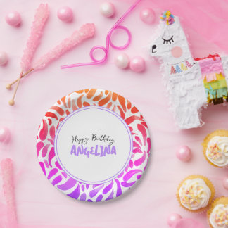 Rainbow Art Paint Party Girl Birthday Paper Plate
