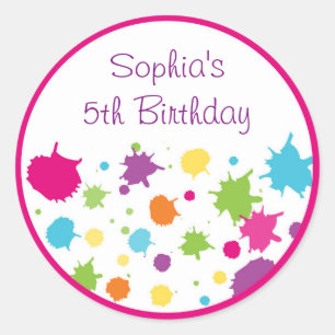 Rainbow Art Party Birthday Classic Round Sticker