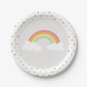 Rainbow art polkadot Disposable Party Paper Plate