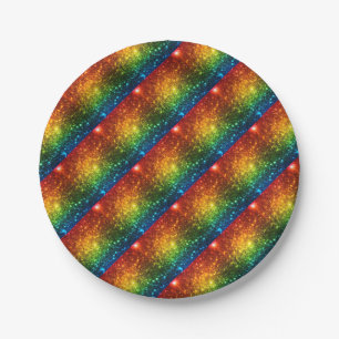 Rainbow Astral Glitter Only Love Is Real Paper Plate