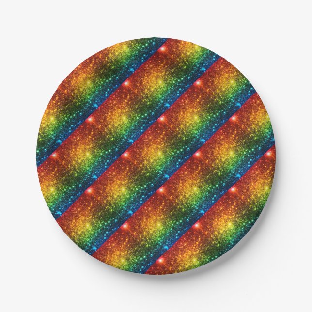 Rainbow Astral Glitter Only Love Is Real Paper Plate (Front)