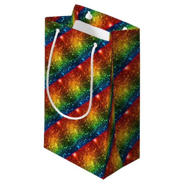 Rainbow Astral Glitter Only Love Is Real Small Gift Bag (Front Angled)