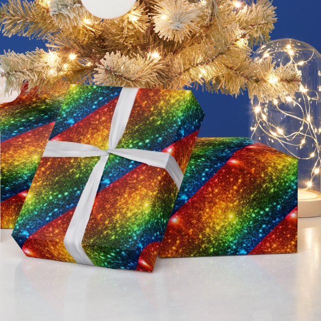 Rainbow Astral Glitter Only Love Is Real Wrapping Paper (Holidays)