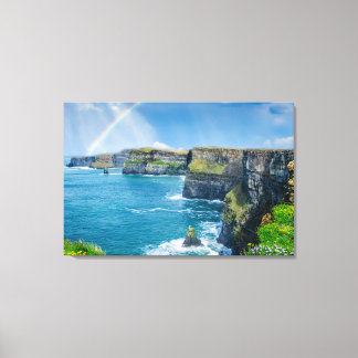 Rainbow at Cliff's of Moher Landscape  Canvas Print