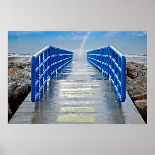 Rainbow at end of pier poster (Front)