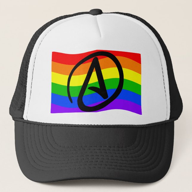 Rainbow Atheist Flag Trucker Hat (Front)