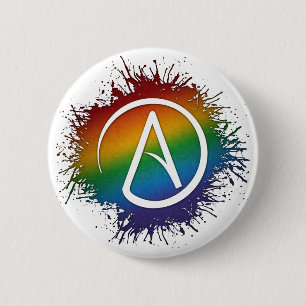 Rainbow Atheist Symbol 6 Cm Round Badge