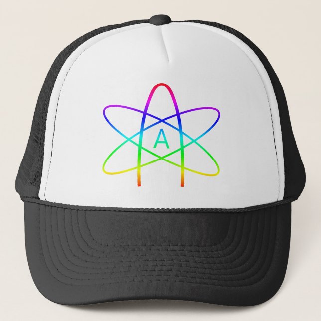 Rainbow Atheist Symbol Trucker Hat (Front)